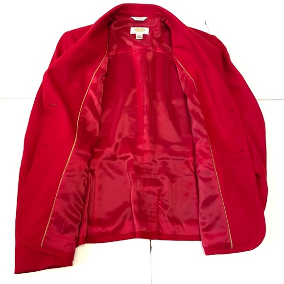 Talbots Womens Wool Blend Red Blazer Crest Buttons Jacket Coat Lined Sz 8 - Picture 5 of 8